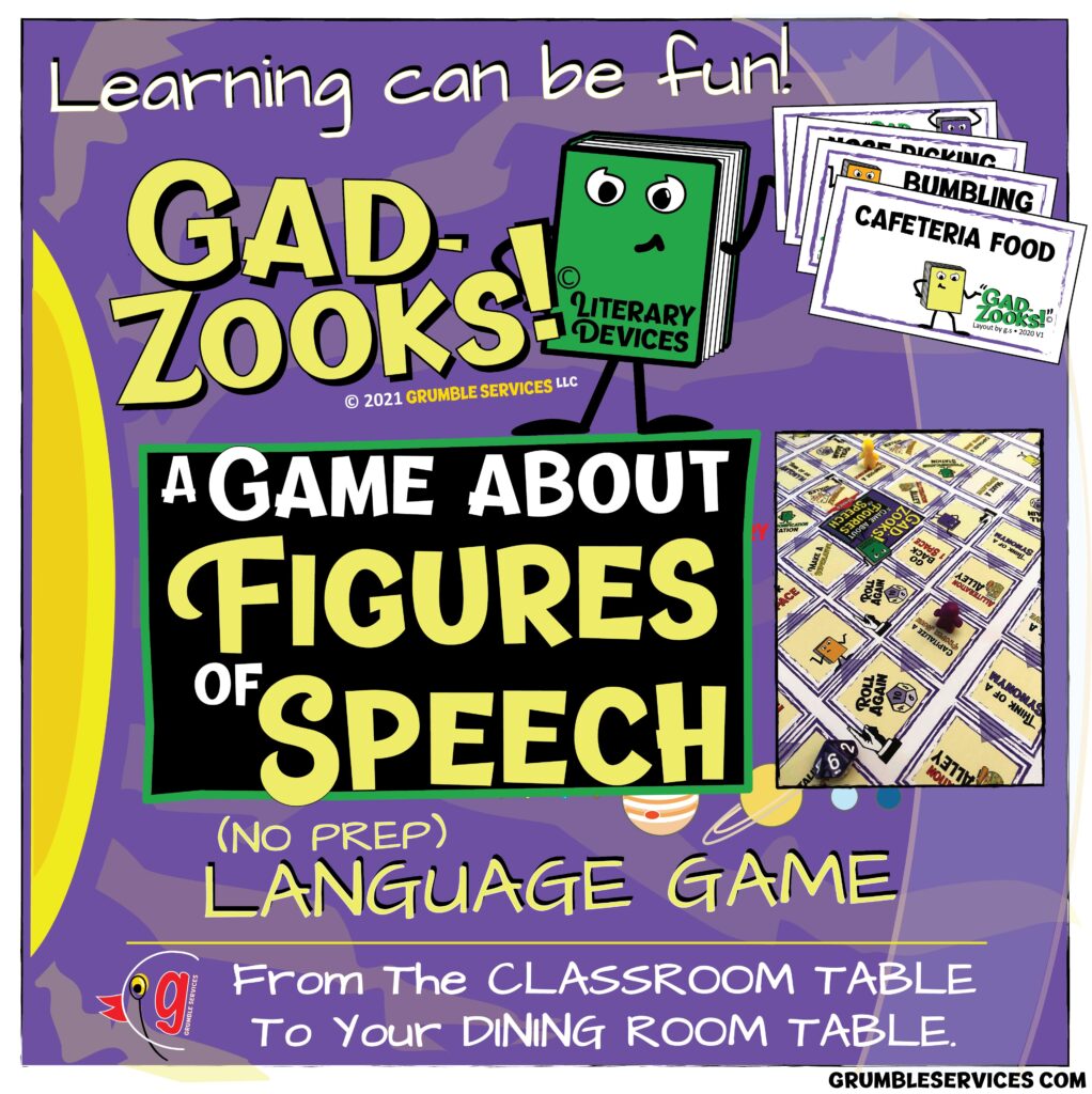 Language Educational Game: GadZooks! Literary Devices Figures of Speech Distance Learning Resources • Grumble Services LLC • Montessori-inspired Elementary Learning